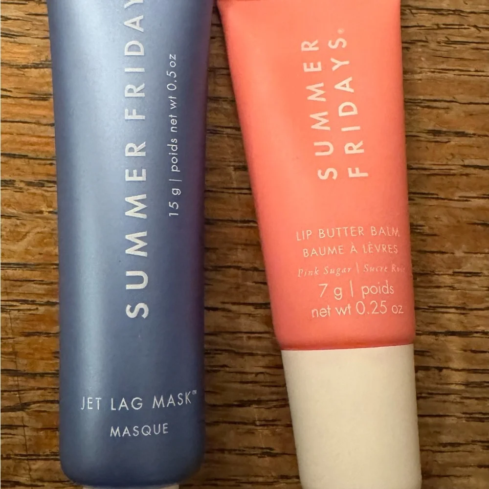 NWT Set of Summer Fridays Jet Lag Mask and Lip Butter Balm - Blue and Pink